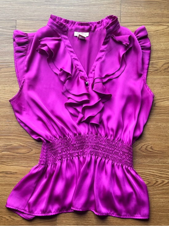Candie's Tops - Candie's Sleeveless Ruffle Front Blouse - Violet